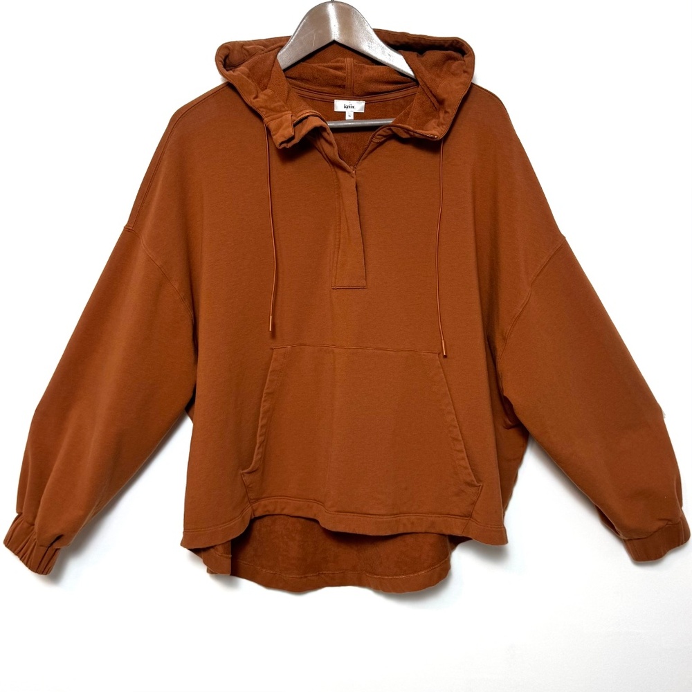 KNIX Oversized Hoodie "Good To Go" in Rust-Caramel Brown Size XL Relaxed Pocket